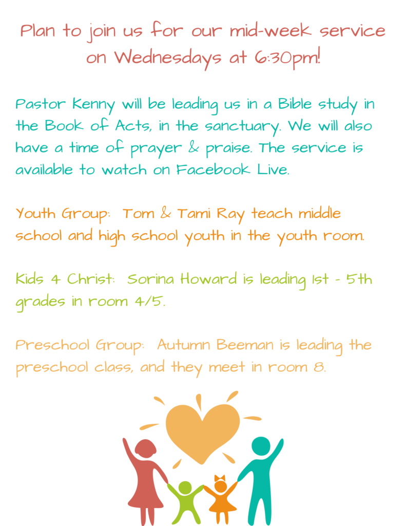 Plan to join us for our mid-week service on Wednesday